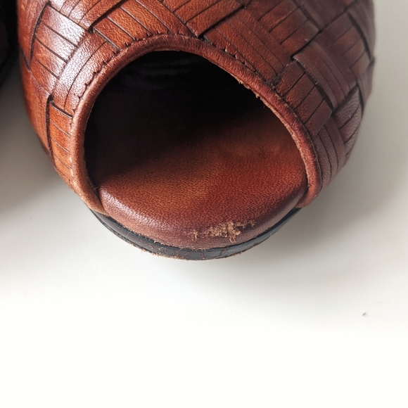 Preppy Cole Haan woven Peep toe lace up high heel shoes - Picture 5 of 10